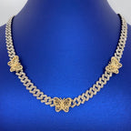 14K Gold Good Days Butterfly Cuban Link Diamond Chain 18 in - additional product view 2
