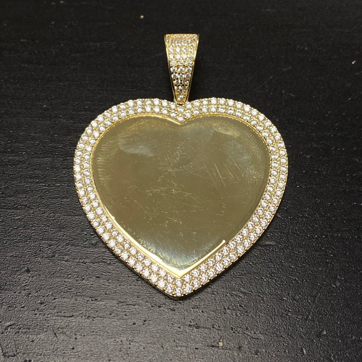 10K Gold Double Halo Heart Photo CZ Pendant - additional product view 4