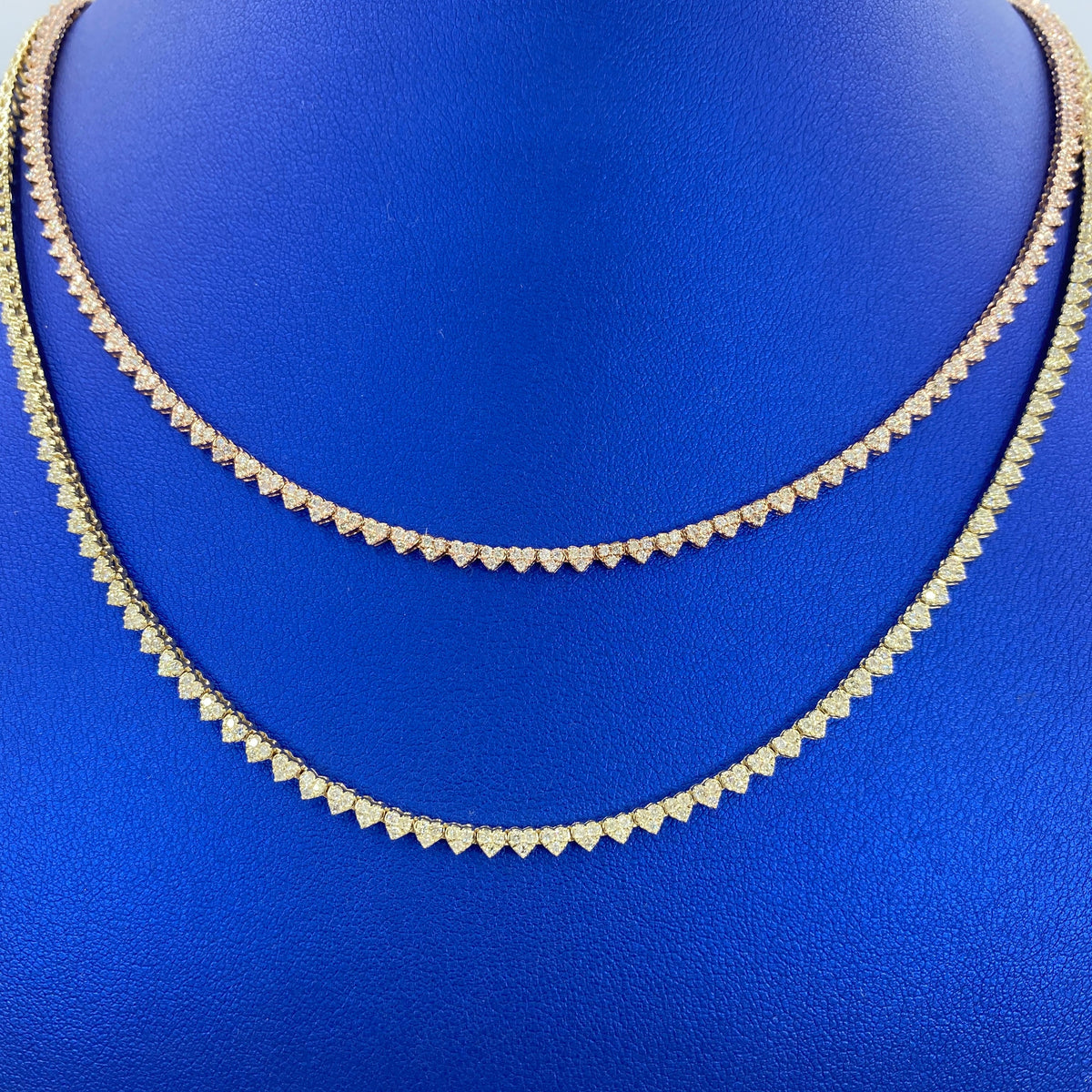 10K Gold Heart Tennis Chain Diamond Necklace - additional product view 2