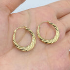 14K Gold Wave Hoop Earrings - additional product view 2