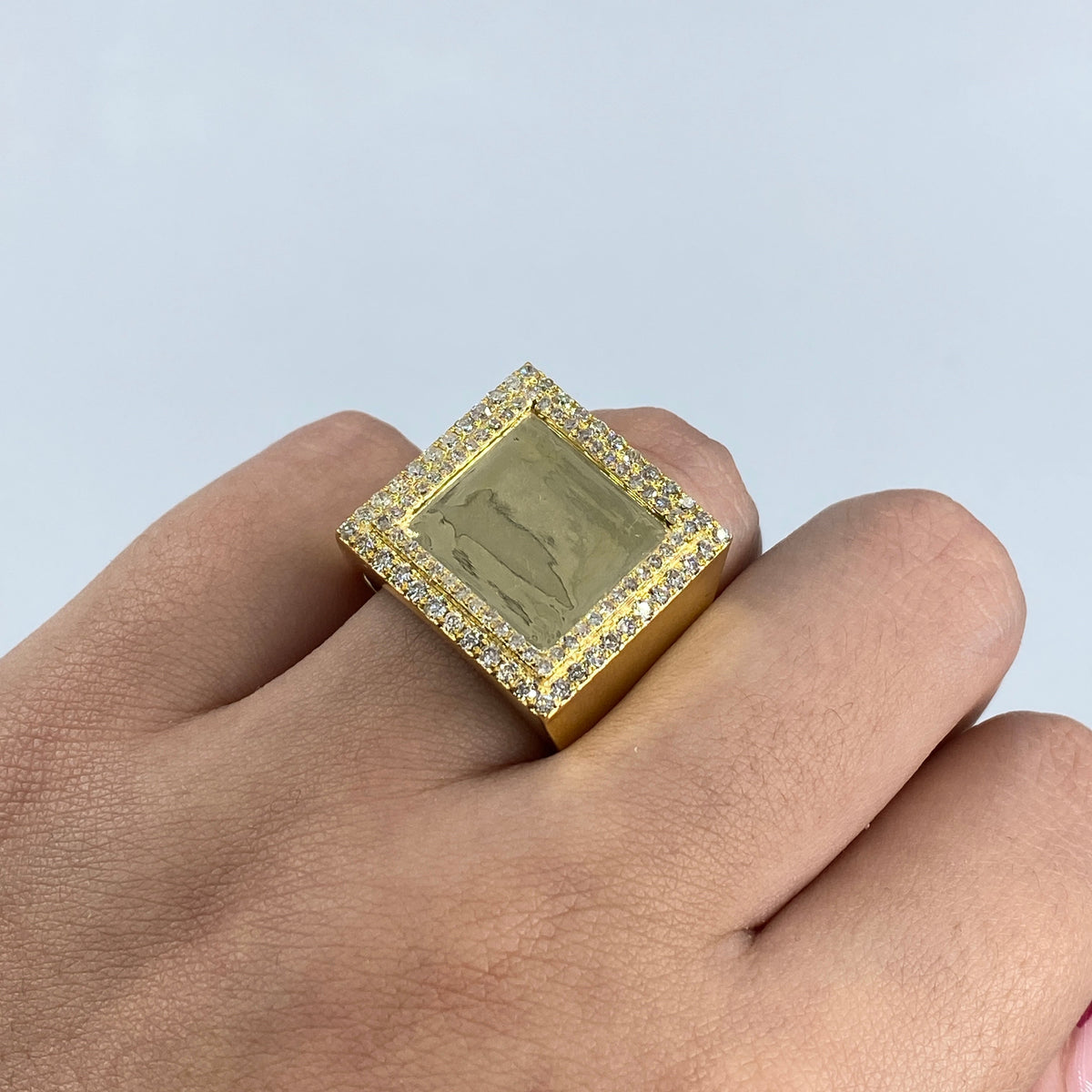 10K Gold Square Photo Diamond Ring - additional product view 3