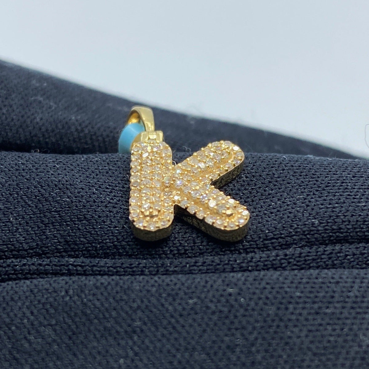14K Gold Initial K Bubble Diamond Pendant - additional product view 4