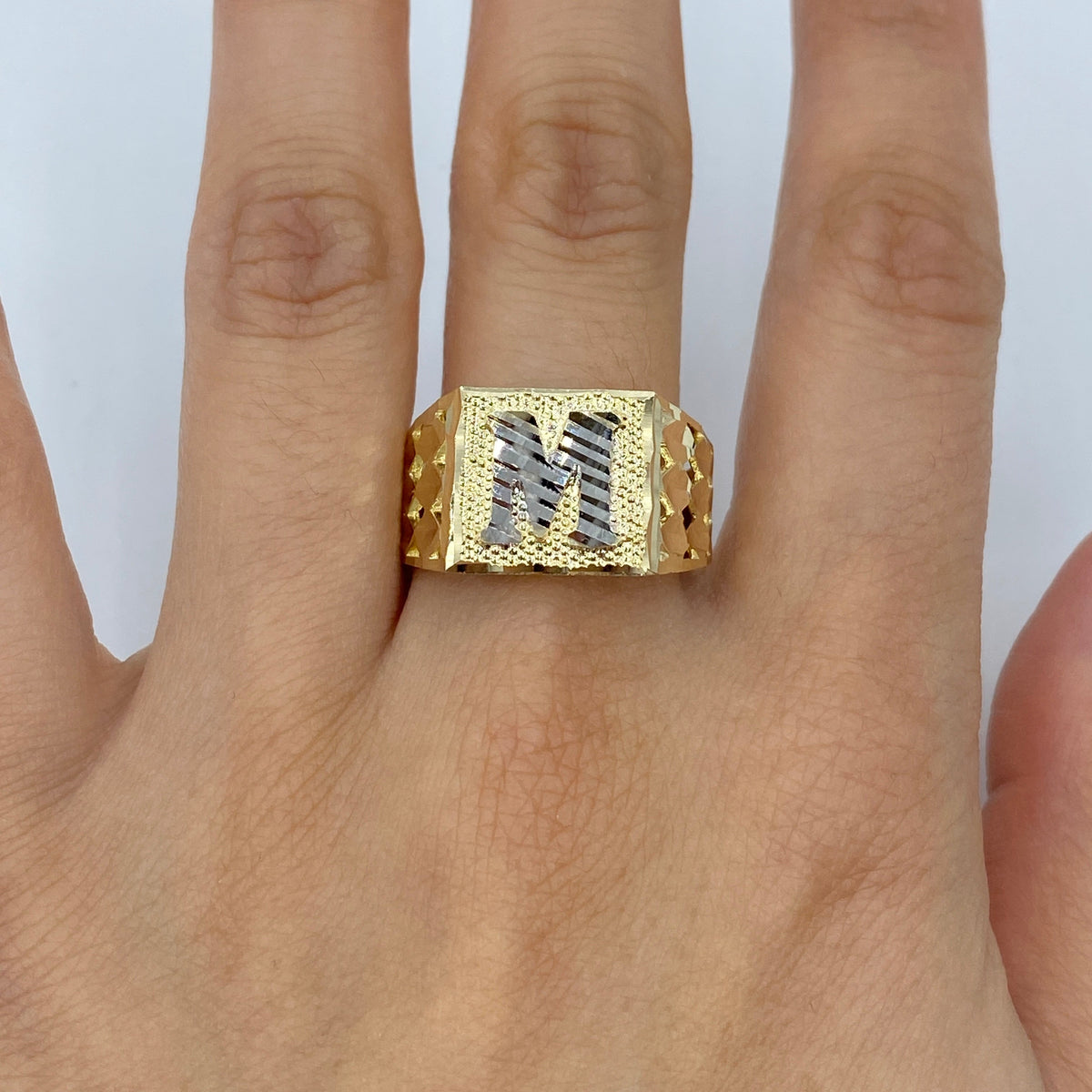 10K Gold Initial Letter Square Block Ring - additional product view 25
