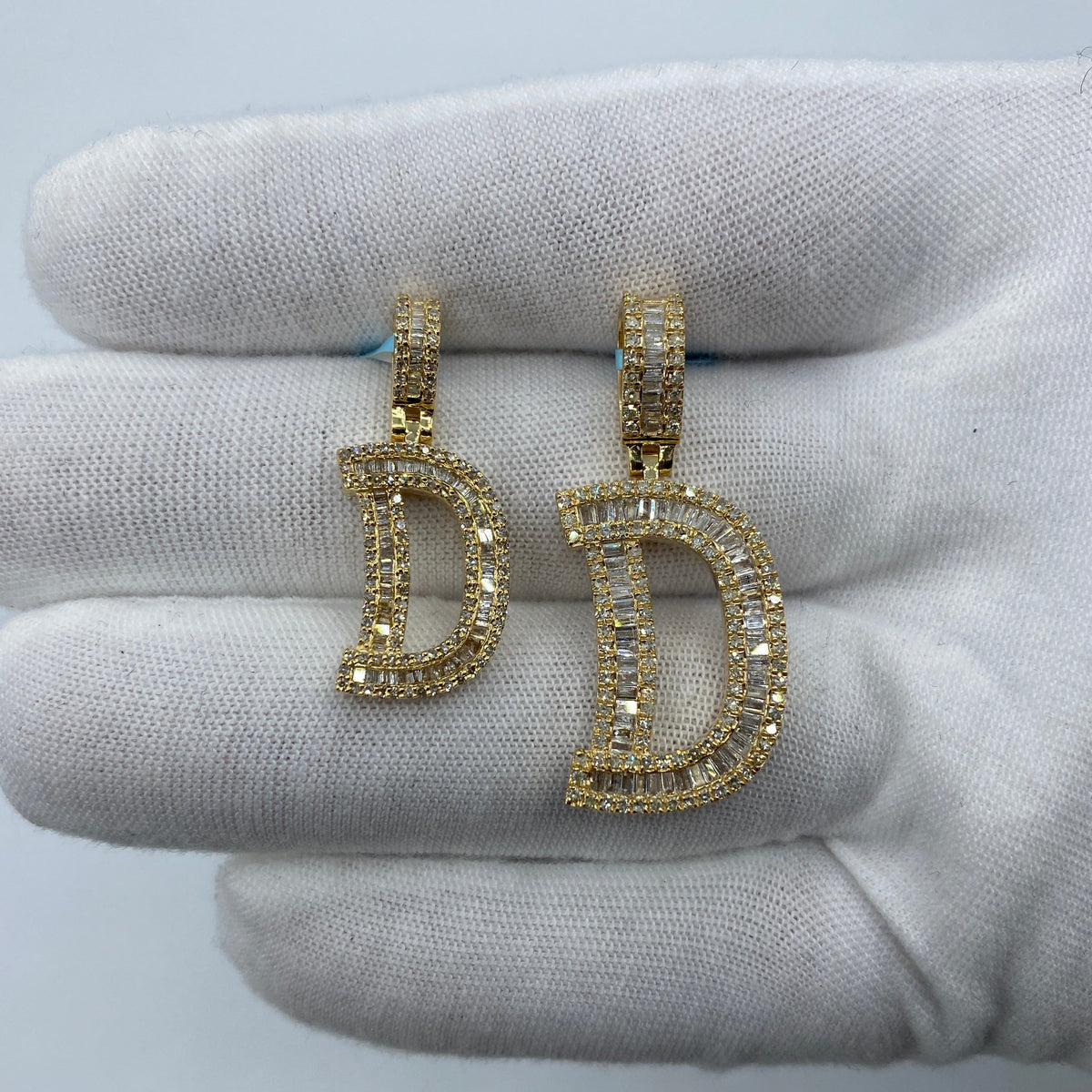 14K Gold Initial D Diamond Baguette Pendant - additional product view 2