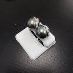 18K Gold Tahitian Pearl Diamond Earrings - additional product view 2