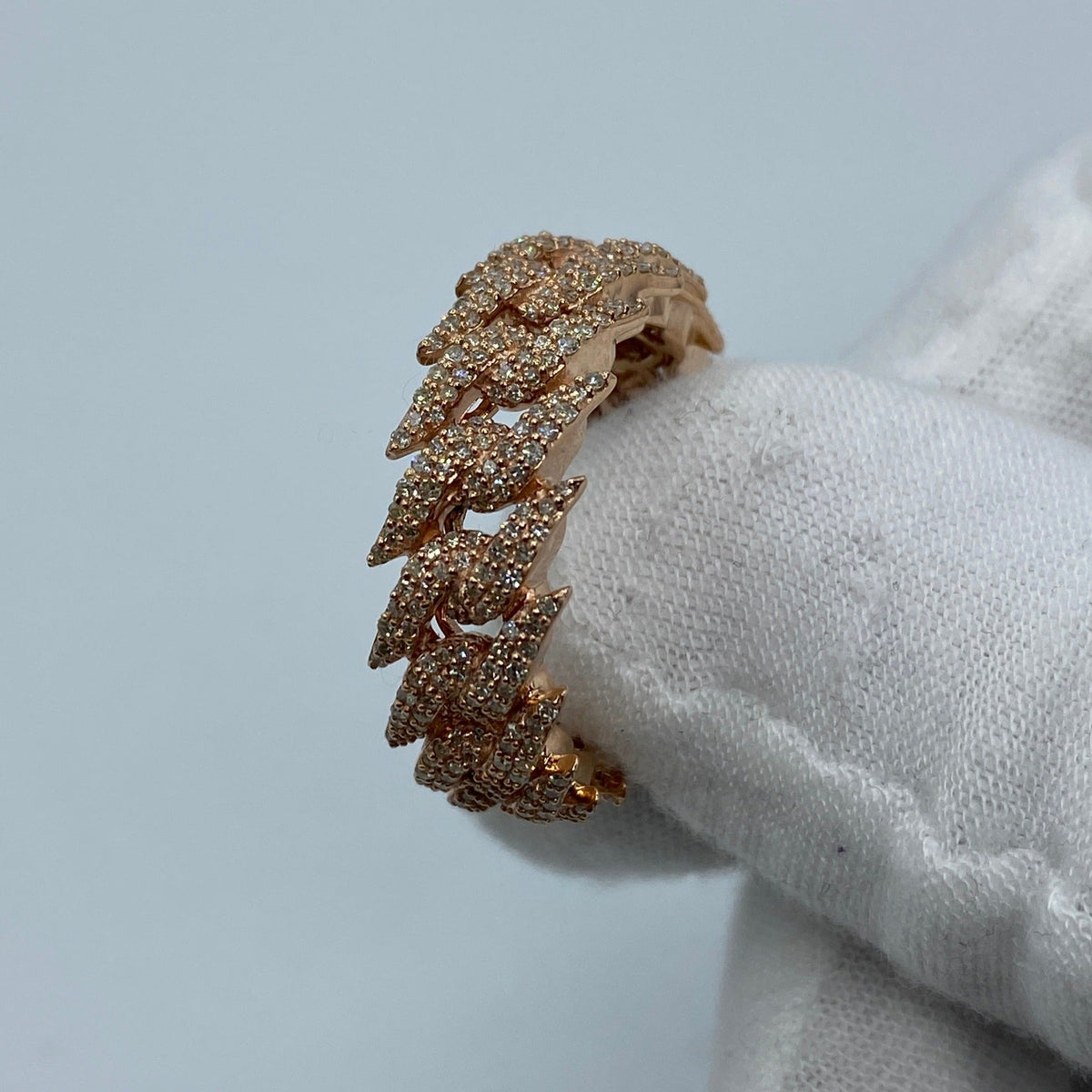 14K Gold Eternity Cuban Thorn Diamond Ring in rose gold - close-up product photo