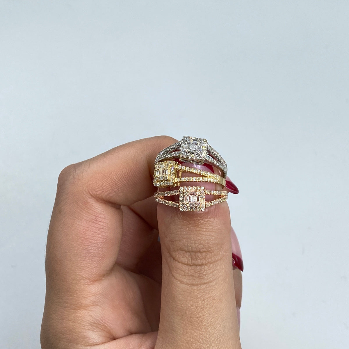 14K Gold Baguette Diamond Square Engagement Ring - additional product view 6