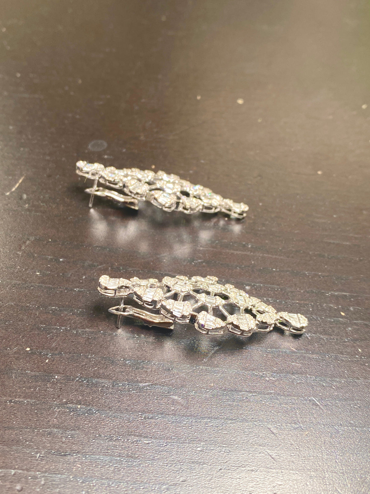 14K Gold Bridal Baguette Web Diamond Earrings - additional product view 5