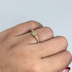 14K Gold Baguette Diamond Unity Engagement Ring in yellow gold - close-up product photo