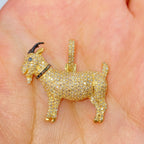 14K Gold Goat Diamond Pendant in yellow gold - close-up product photo