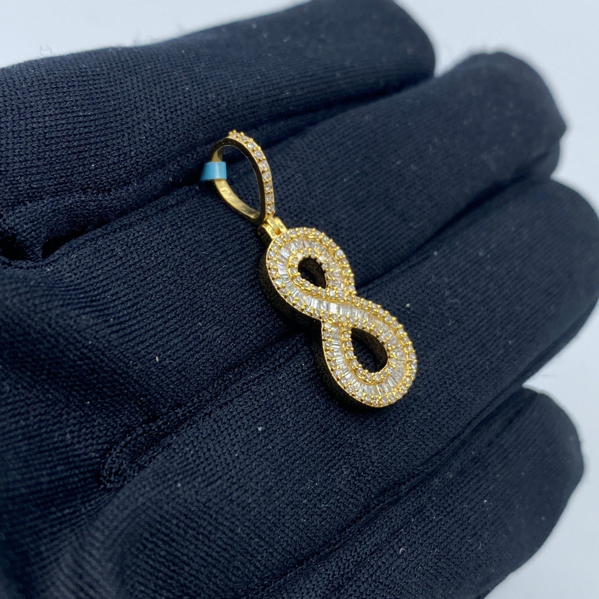 14K Gold Number 8 Diamond Baguette Pendant - additional product view 3
