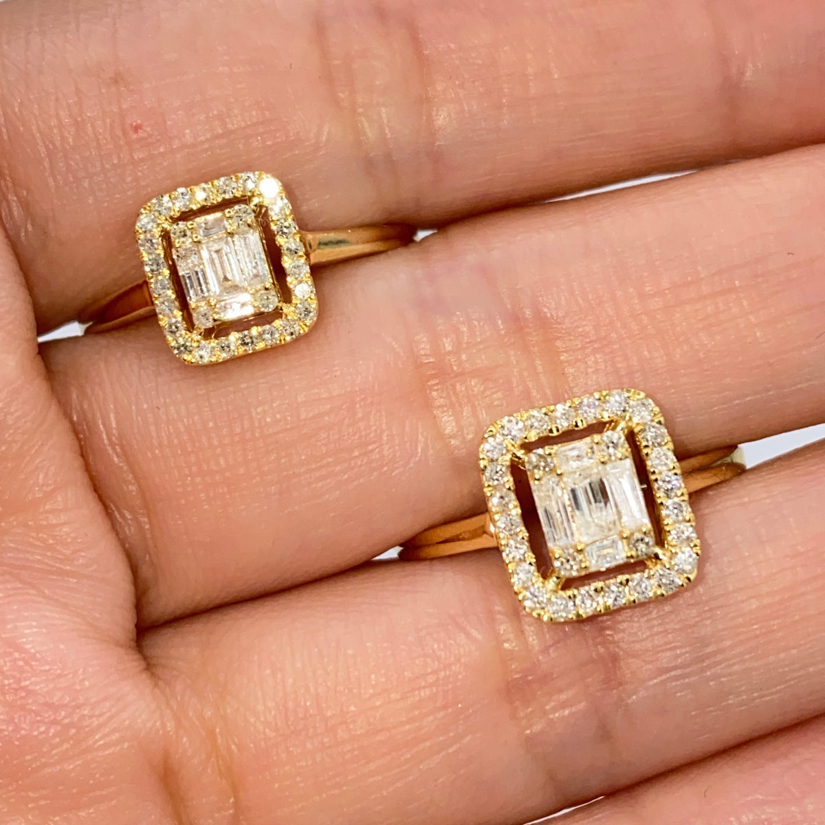 14K Gold Palace Square Halo Diamond Baguette Engagement Ring - additional product view 15