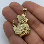 14K Gold Jesus Carrying Cross Pendant 1.5 in - additional product view 5