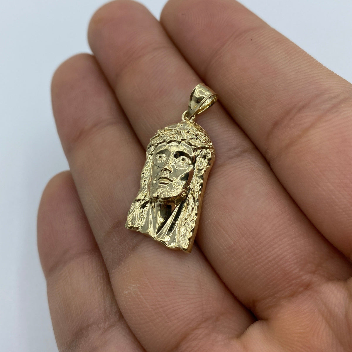 14K Gold Jesus Head Pendant 1.2 in - additional product view 4