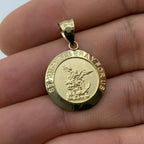 14K Gold Saint Michael Round Pendant - additional product view 2