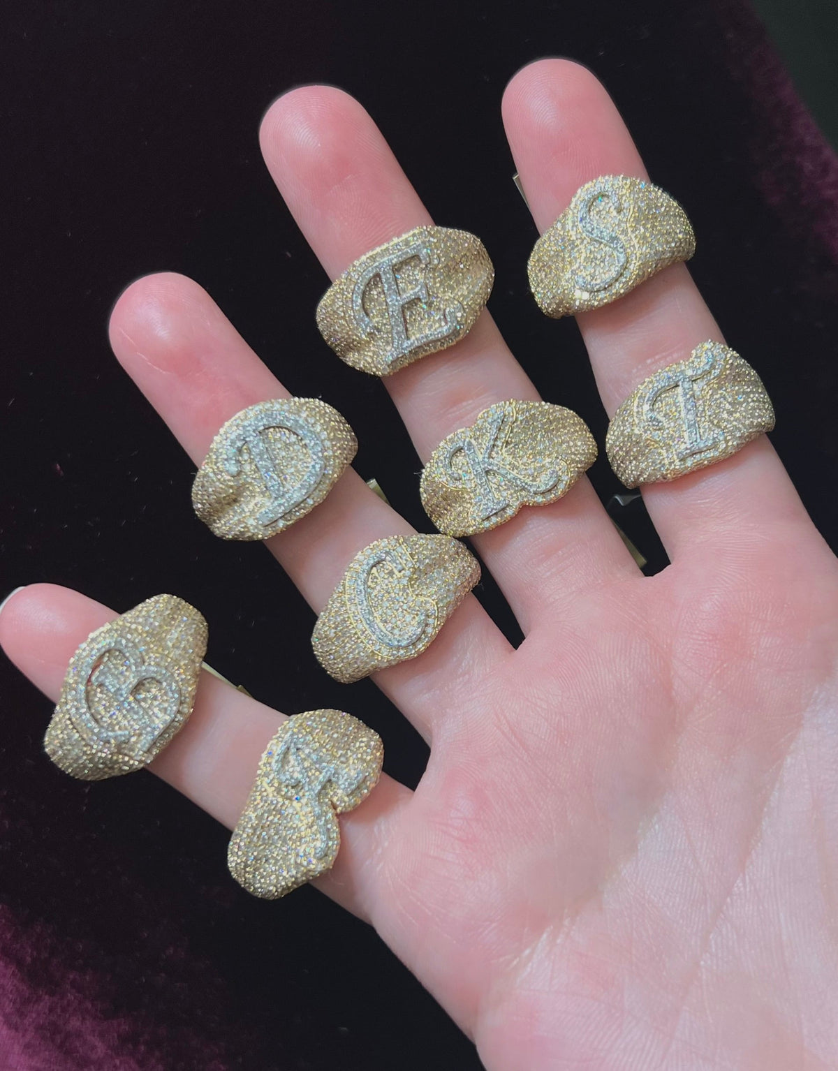 10K Gold Bubble Script Initial Diamond Ring - additional product view 2