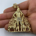 14K Gold Saint Lazarus CZ Pendant - additional product view 4