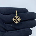 14K Gold Darts Target Diamond Pendant, Small - close-up product photo