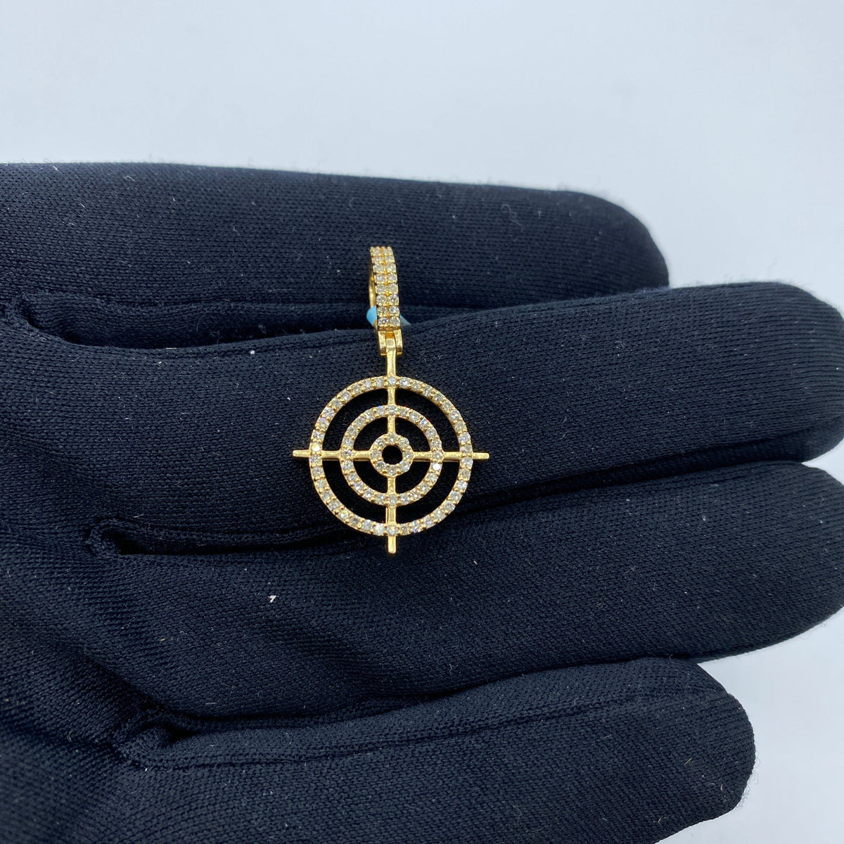14K Gold Darts Target Diamond Pendant, Small - close-up product photo