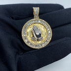 14K Gold Praying Hands Diamond Baguette Pendant - additional product view 4