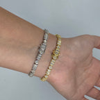 10K Gold 5.5mm Circle and Rectangle Diamond Baguette Link Bracelet 8–7.5 in - additional product view 2