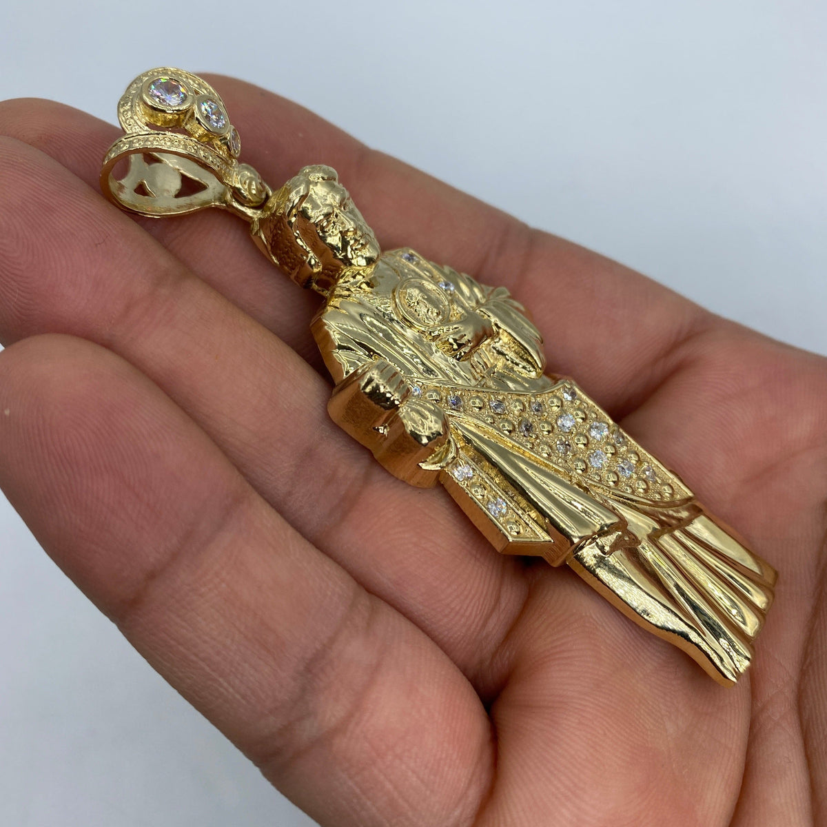 14K Gold Saint Jude CZ Pendant - additional product view 5