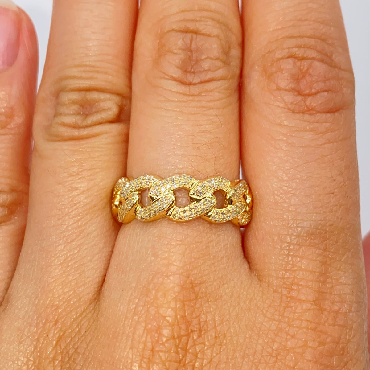 10K Gold Cuban Link Diamond Ring - additional product view 4