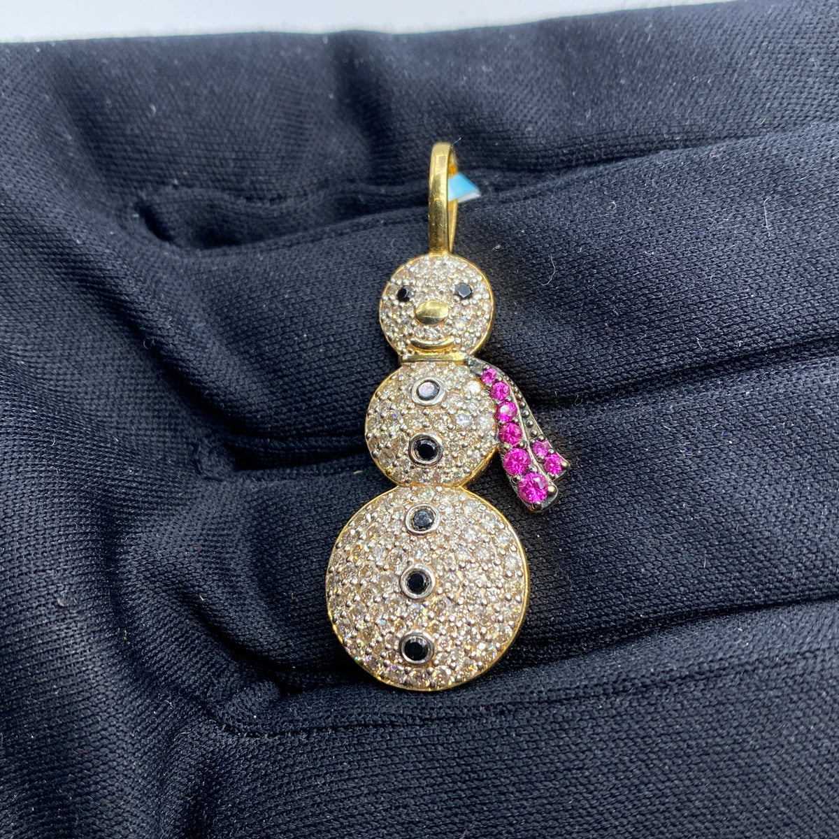 14K Gold Snowman Diamond Pendant - additional product view 4