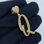 14K Gold Initial Q Script Heart Diamond Pendant - additional product view 3