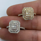 14K Gold Rectangle Diamond Baguette Center Engagement Ring - additional product view 6