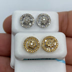 14K Gold Circle Gutter Diamond Baguette Earrings - additional product view 2