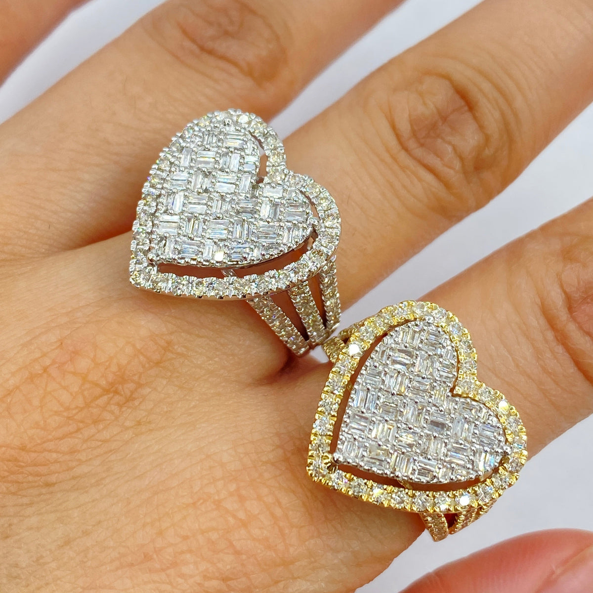 14K Gold Full Heart Diamond Baguette Ring - additional product view 2