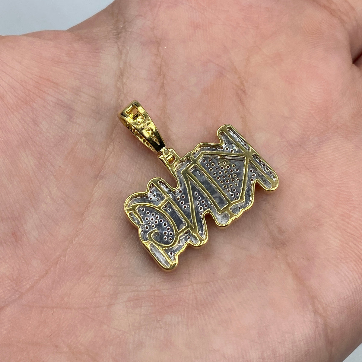 10K Gold King Name Plate Diamond Pendant - additional product view 4