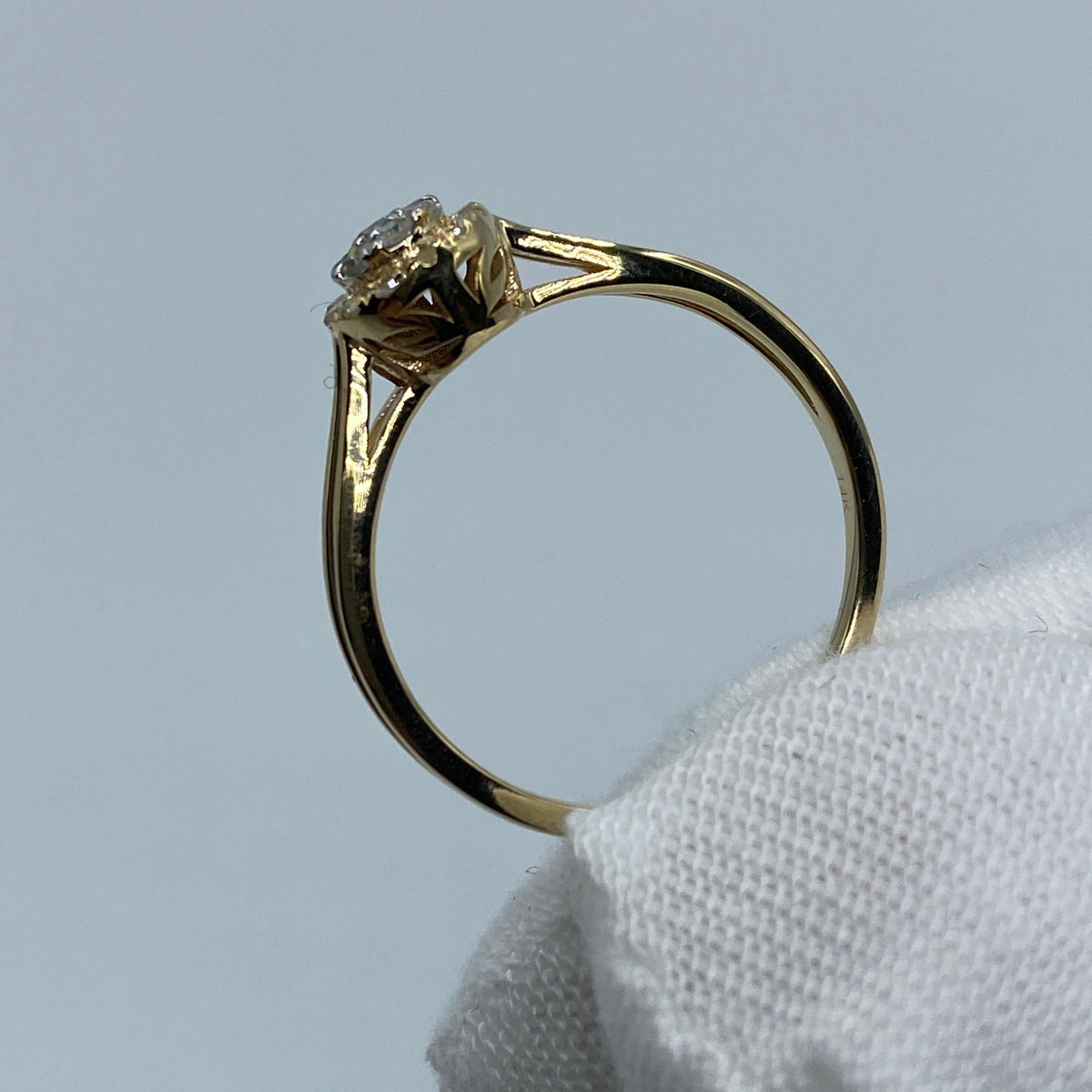 14K Yellow Gold Circle Diamond Engagement Ring - additional product view 4