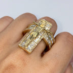 10K Gold Crucify Cross Diamond Baguette Ring - additional product view 5