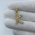 14K Gold Initial K Diamond Baguette Pendant in yellow gold, Small - close-up product photo