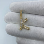 14K Gold Initial K Diamond Baguette Pendant in yellow gold, Small - close-up product photo