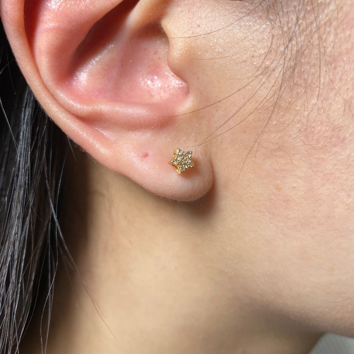 14K Gold Star Diamond Earrings - additional product view 5