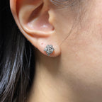14K Gold Rose Flower Diamond Earrings - additional product view 6