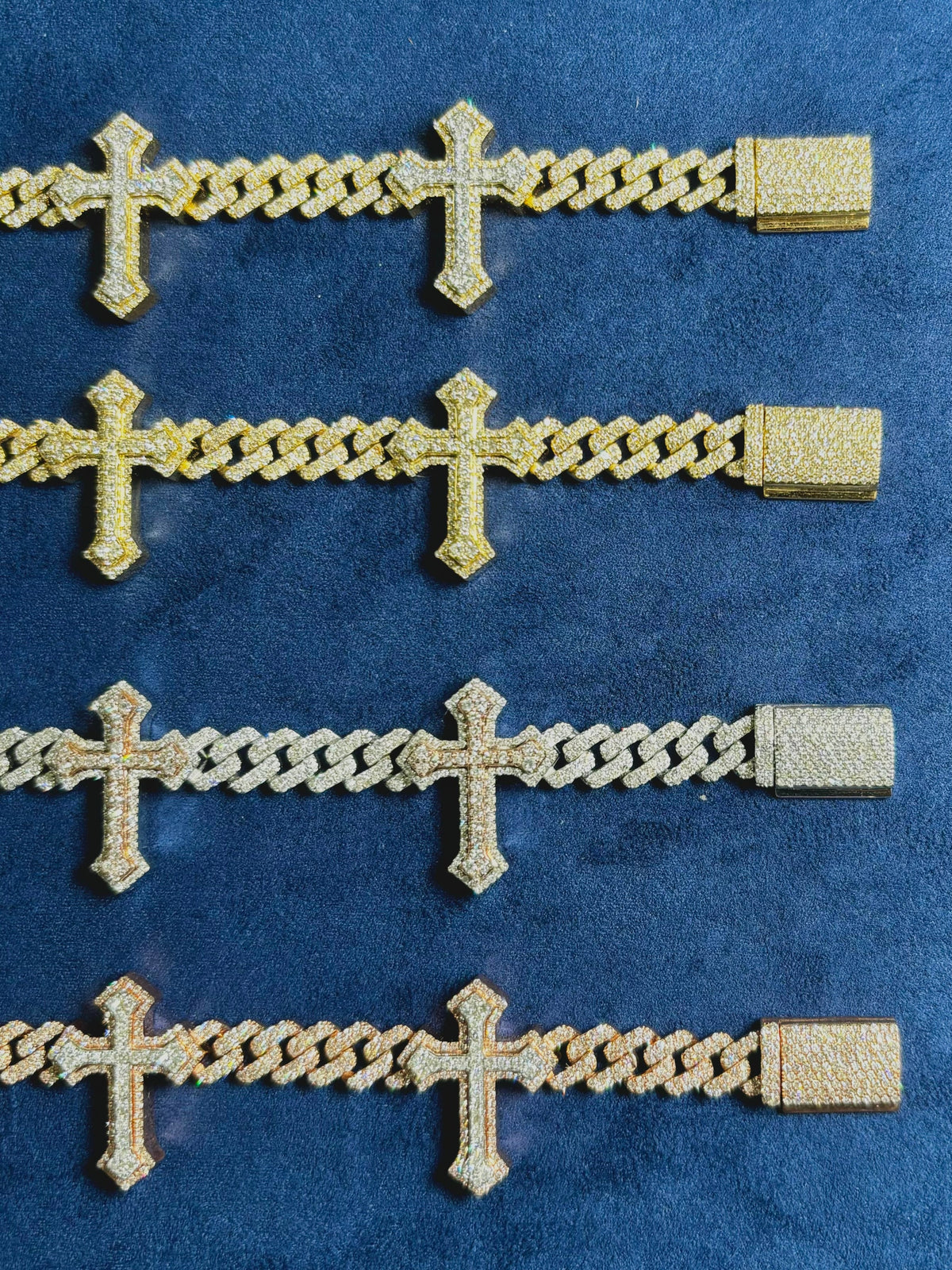 10K Gold Cuban Link Cross Diamond Bracelet - main product photo