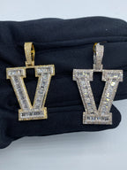 Initial V Baguette Diamond Pendant - additional product view 2