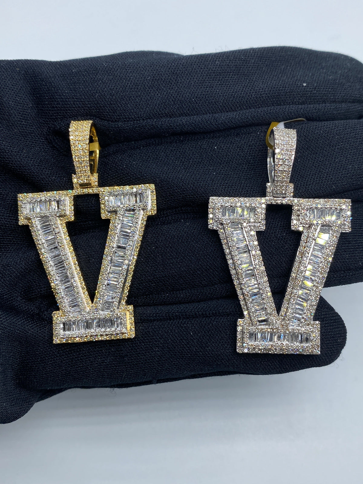 Initial V Baguette Diamond Pendant - additional product view 2