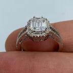 14K Gold Rectangle Diamond Baguette Engagement Ring - additional product view 4