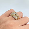 14K Gold Two-Tone Cuban Link Diamond Ring in two-tone (white & yellow) - close-up product photo