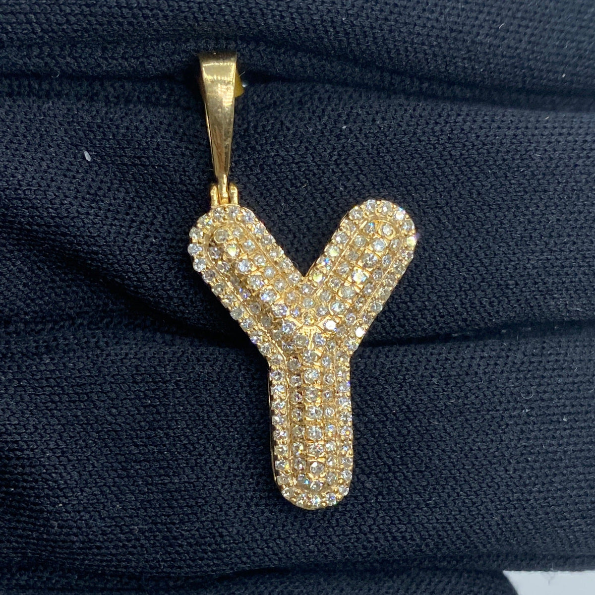 Initial Y Bubble Diamond Pendant - additional product view 2