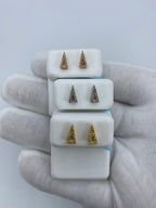 14K Gold Small Isosceles Triangle Diamond Baguette Earrings - additional product view 2