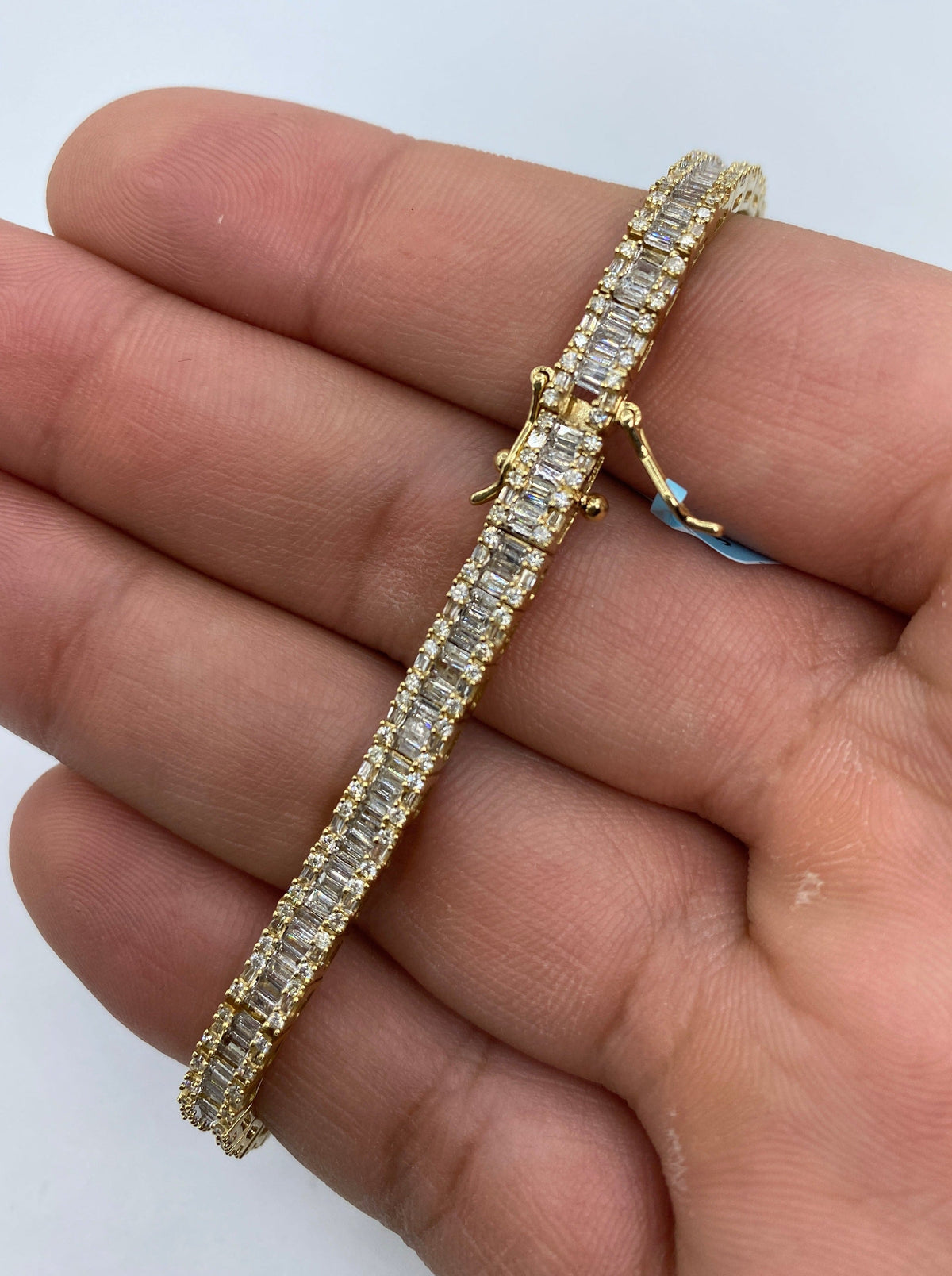 14K Gold 4.5mm Tennis Diamond Baguette Bracelet 8 in - additional product view 2