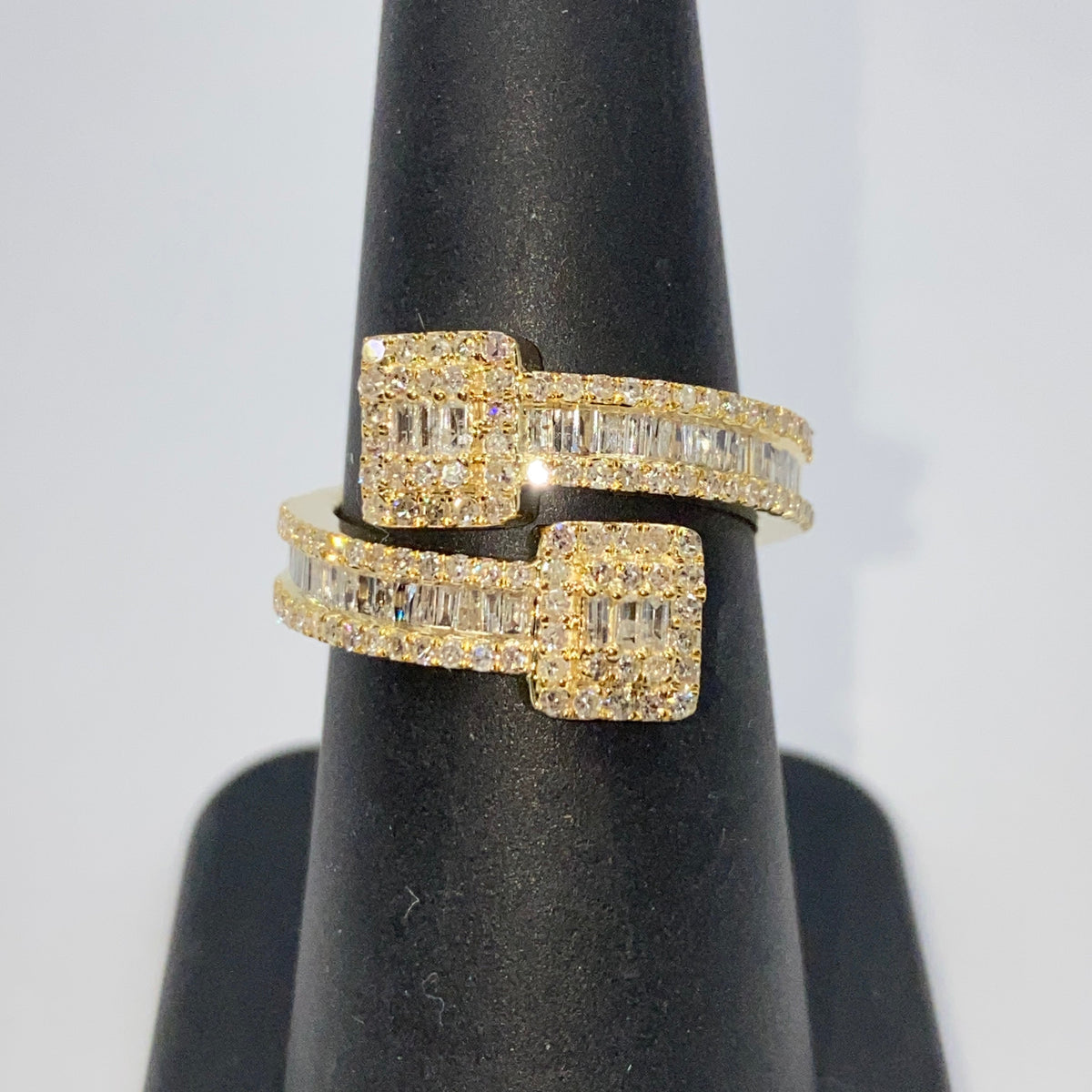 10K Gold Square Diamond Baguette Wrap Ring - additional product view 4