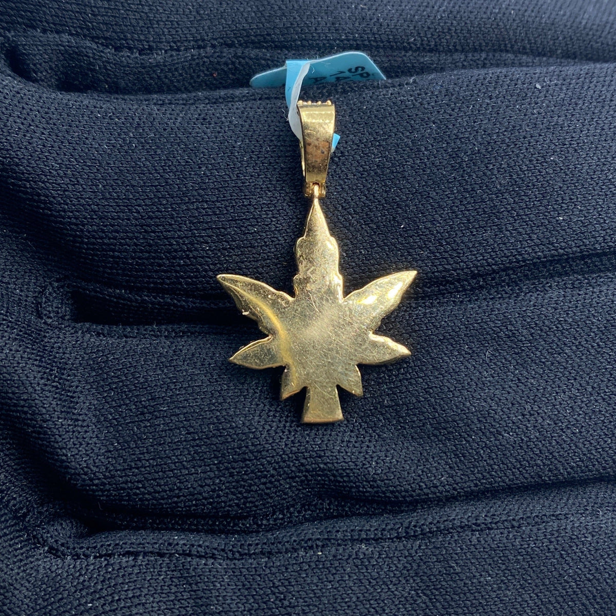 14K Yellow Gold Weed Diamond Pendant - additional product view 4