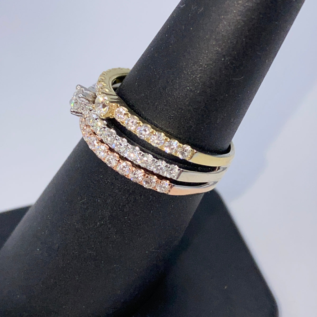 14K Gold Venus Tri-Color Diamond Ring - additional product view 5